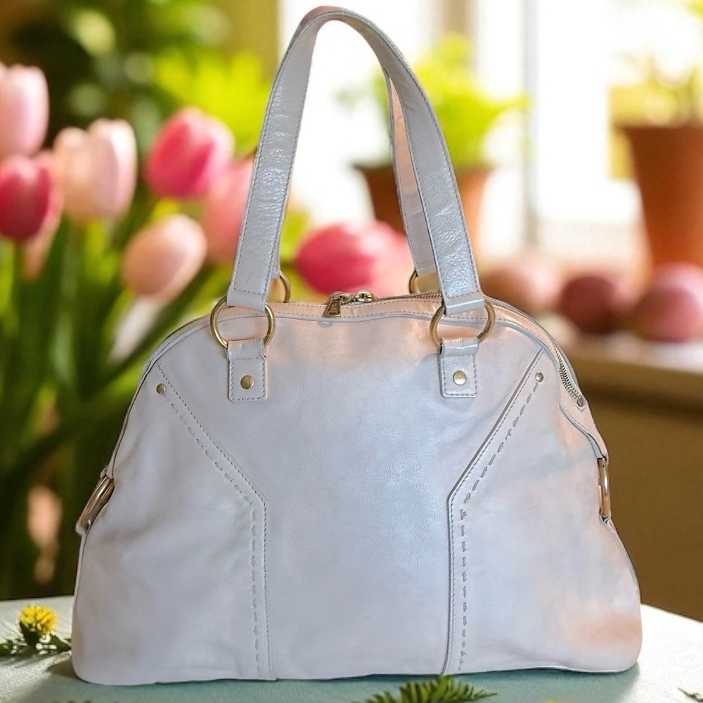 Yves Saint Laurent Cream Muse 2way satchel w/lock&key YSL